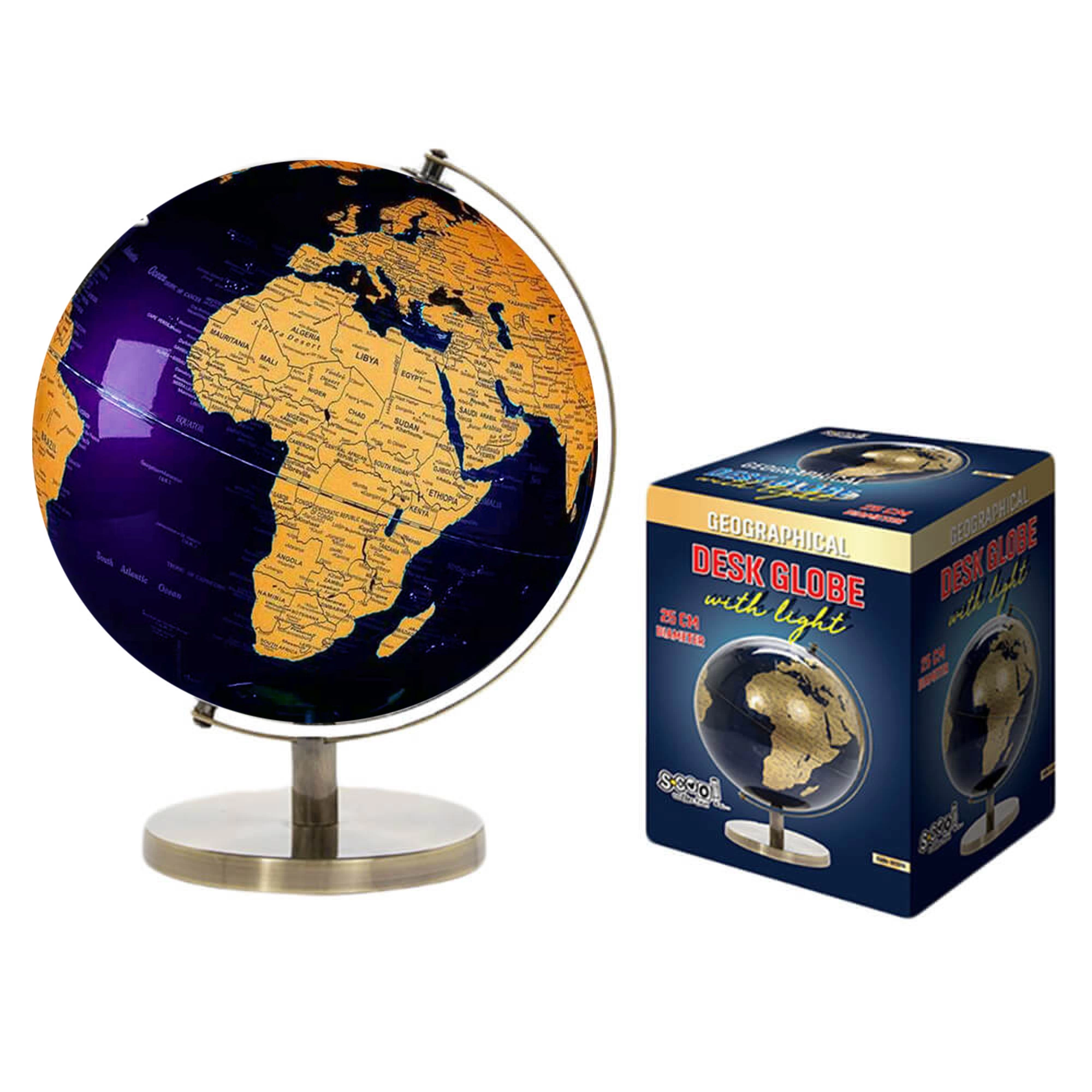 Globuri pământești - Glob pamantesc cu lumina, lux, 25 cm - S-COOL