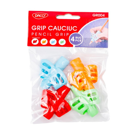 Creioane grafit - Grip cauciuc Set 4 pentru creioane DACO