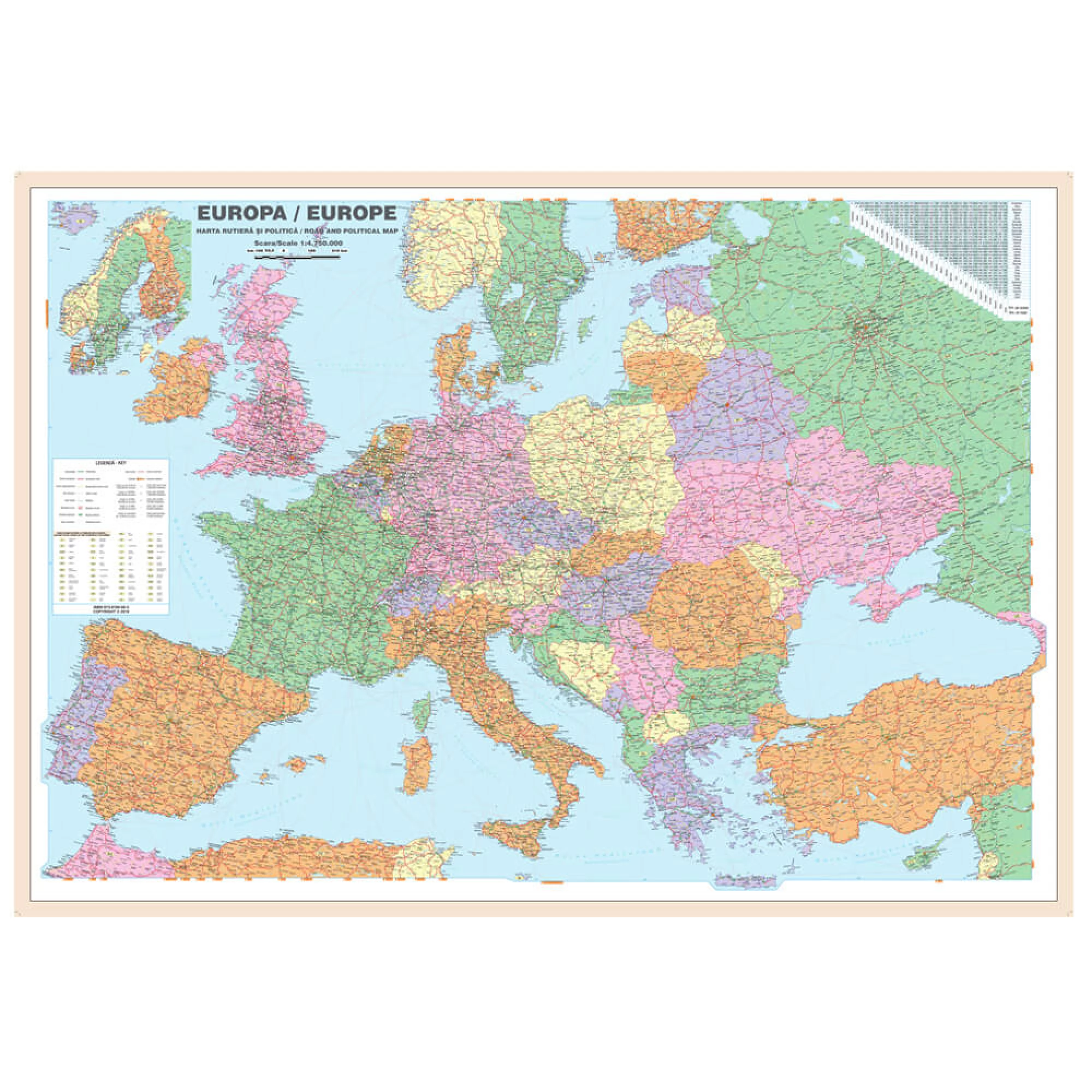 Harta EUROPA fizica 140x100cm, plastifiat [3]