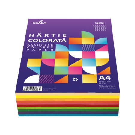 Hârtie Color - Hârtie colorată A4 75 g/mp 500 coli 10 culori