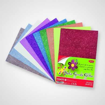 Hartie Gumata Autoadeziva Glitter 10 coli 10 culori Daco (HG420) [2]