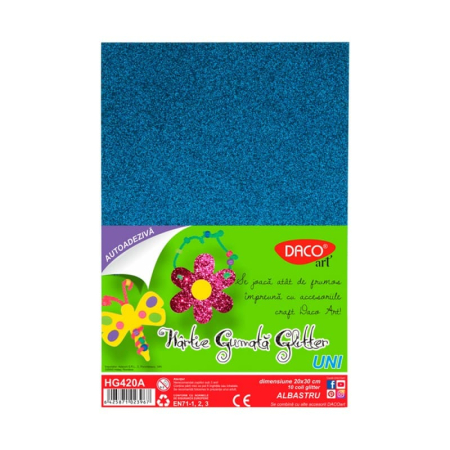 Creative & hobby - Hartie Gumata Autoadeziva Glitter 20X30CM, 10 coli, Daco (HG420A)