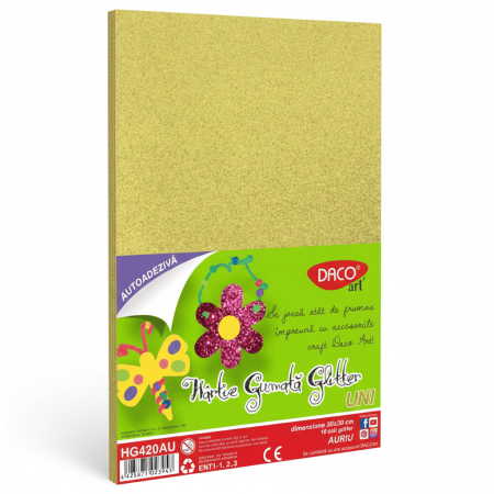 Hartie Gumata Autoadeziva Glitter Auriu Daco (HG420AU) [3]