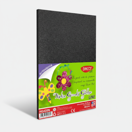 Hartie Gumata Autoadeziva Glitter Negru Daco (HG420N) [2]