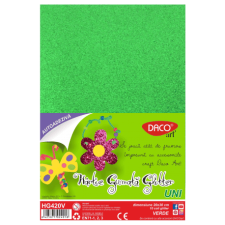 Creative & hobby - Hartie Gumata Autoadeziva Glitter Verde Daco (HG420V)