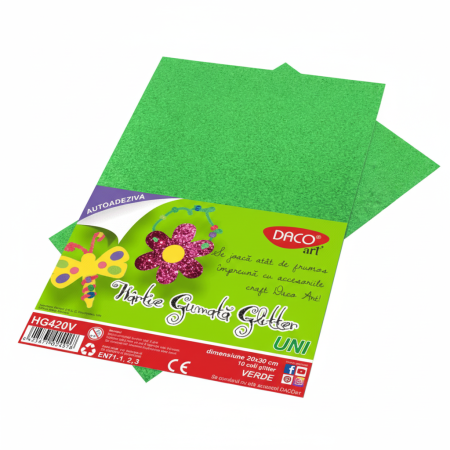 Hartie Gumata Autoadeziva Glitter Verde Daco (HG420V) [2]