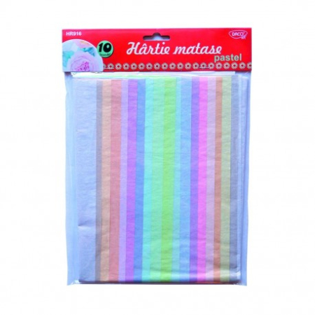Creative și hobby - Hartie matase Pastel 10 coli, 10 culori DACO HR 916
