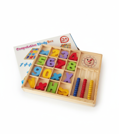 Joc educativ socotitoare din lemn, Semne matematice, Ceas, 34 piese, Multicolor [4]