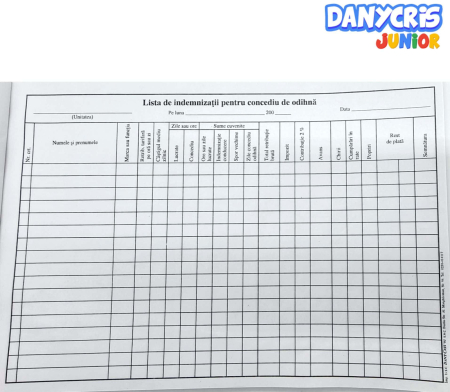 Registre & Formulare - Lista de indemnizatii pentru Condediu de odihna ( Dany Cris )