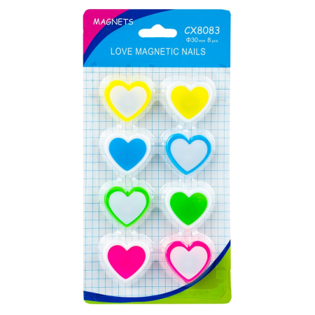 Magneți - Magneti inimioara, 30mm, 8 buc/set