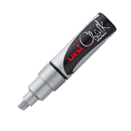 Markere cu cretă lichidă - Marker creta lichida UNI Chalk, 8mm, ARGINTIU