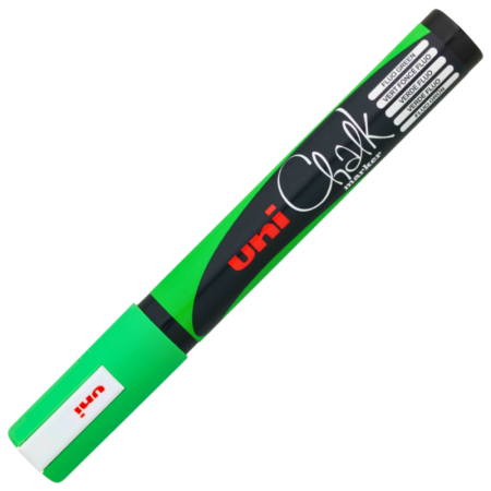 Markere cu cretă lichidă - Marker cu creta UNI Chalk PWE-5M, varf rotund, 1.8-2.5mm, VERDE FLUORESCENT