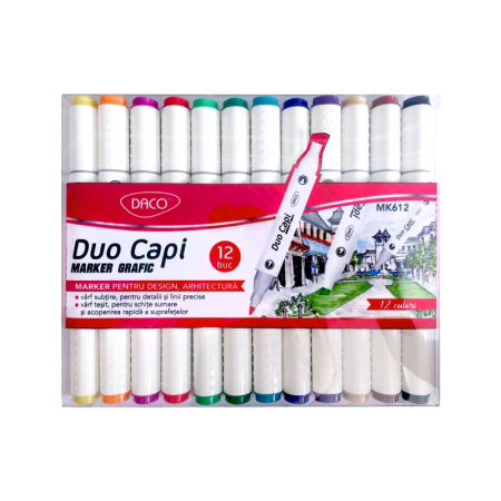 Markere grafice pentru desen - Marker Grafic set12 Duo Capi DACO MK612