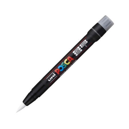 Markere Posca - Marker pensula UNI Posca Brush, ALB