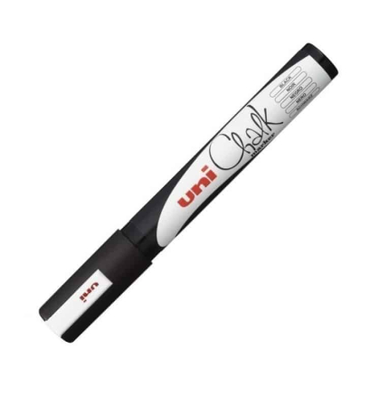 Instrumente de Scris - Marker UNI Chalk cu creta lichida, Negru, 1.8-2.5 mm,