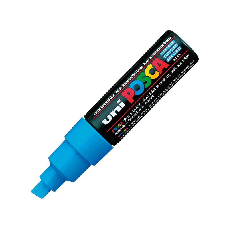 Markere Posca - Marker UNI PC-8K Posca, 8.0 mm, varf tesit, Albastru deschis