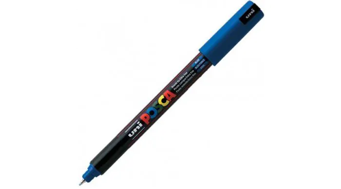Markere Posca - Marker UNI Posca, 0.7 mm, varf fin metalic, Albastru Metalizat