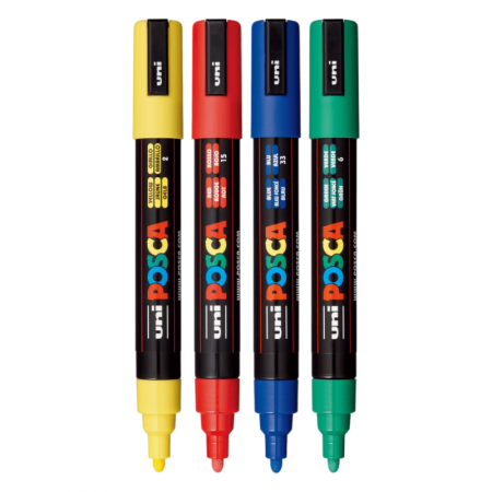 Marker UNI Posca PC-5M, varf rotund, 1.8-2.5mm, set 4 culori [1]