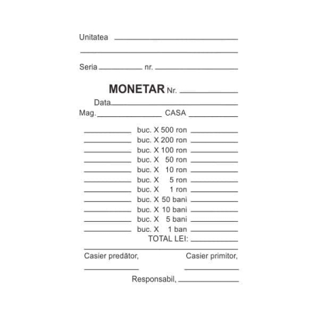 Registre & Formulare - Monetar A6 simplu