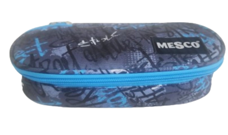 Penare - Penar tubular Mesco, Grafiti, Albastru, 22x10x6 cm