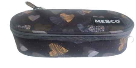 Penare - Penar tubular Mesco, Inimioare, Negru, 22x10x6 cm