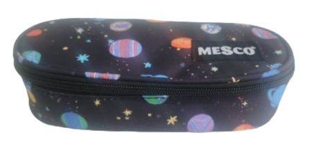 Penare - Penar tubular Mesco, Planete, Negru, 22x10x6 cm