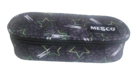 Penare - Penar tubular Mesco, Stars, Gri, 22x10x6 cm