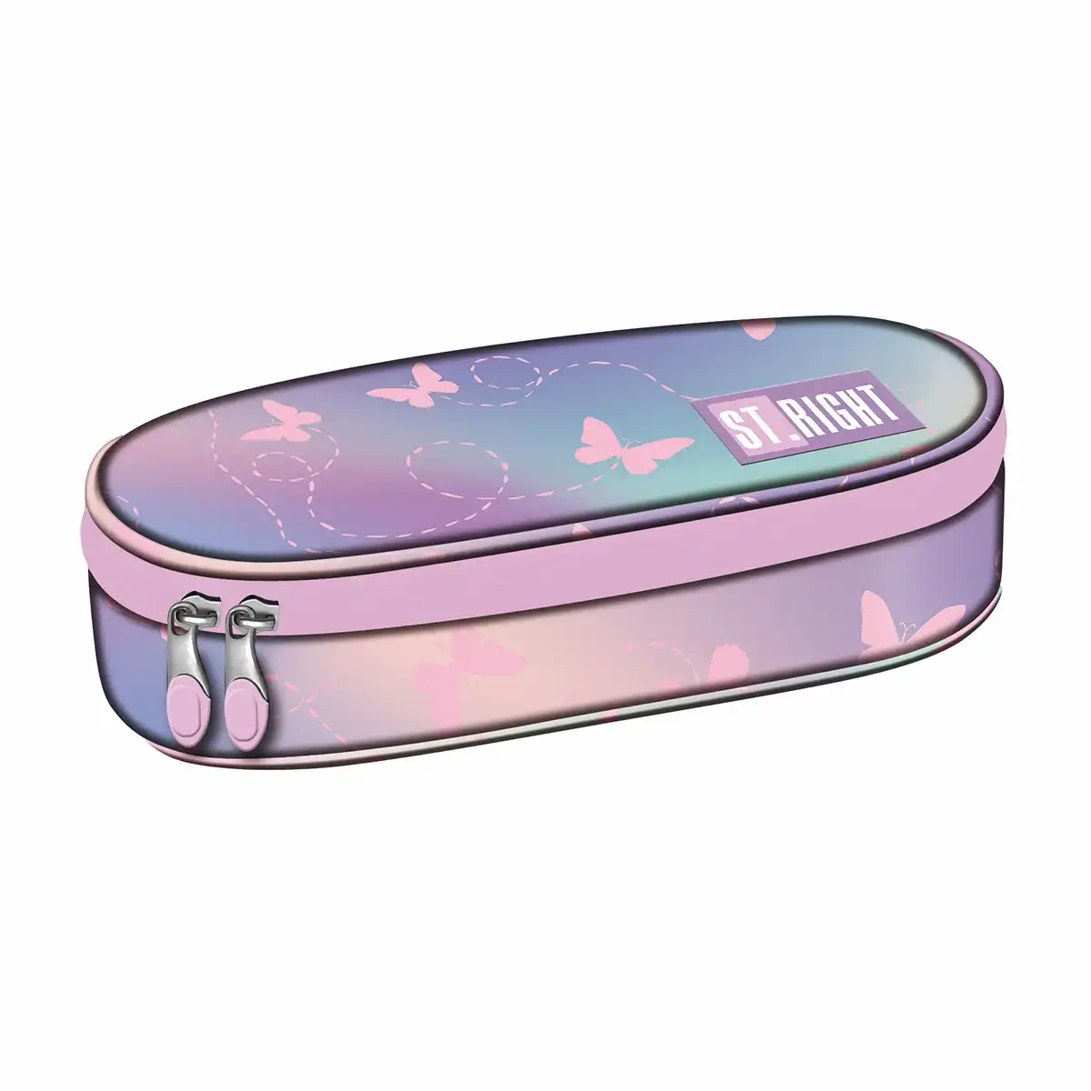 Penare - Penar tubular ST Right, Pink Butterflies, 1 compartiment