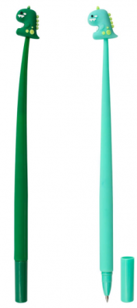 Pix cu gel - Pix din silicon cu gel Strigo, mina 0.5mm albastra - Dinozauri