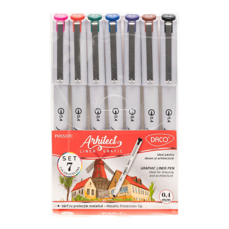 Pixuri - Pix Liner Grafic Arhitect Color set 7 buc x 0,7mm