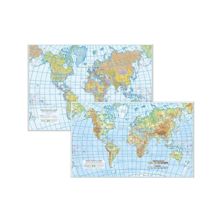 Planse școlare - Plansa A4 LUMEA fizica/politica