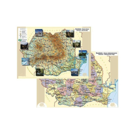 Planse școlare - Plansa A4 ROMANIA fizica/administrativa