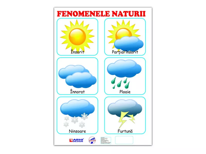 Planse școlare - Plansa Fenomenele Naturii A4