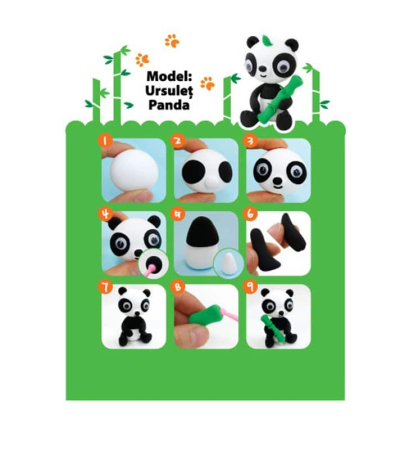 Plastilina iClay MiniClay Amos, model Panda, 30 g, 4 culori/cutie [1]