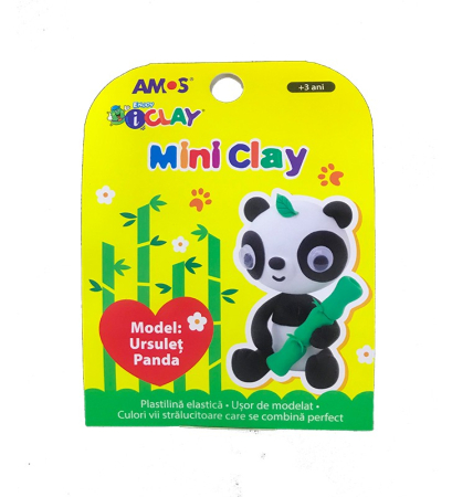 Plastilină - Plastilina iClay MiniClay Amos, model Panda, 30 g, 4 culori/cutie