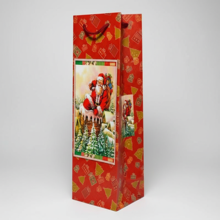 Punga cadou Craciun, pentru sticle, 10x33x9 cm, diverse modele [0]