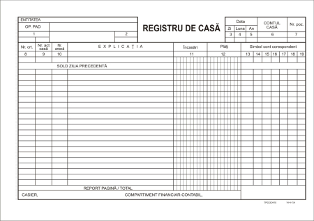 Registre si Formulare - Registru de casa A4 orizontal