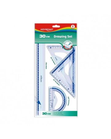 Instrumente geometrice - Set geometrie 30cm Keyroad 4 piese/blister PVC