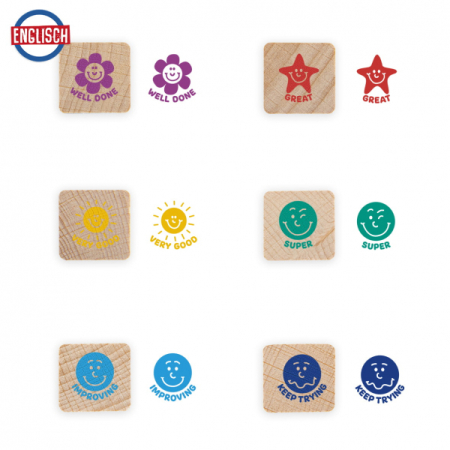 Stampile din lemn cu cerneala pt.profesori, mesaje de recompensa, Trendhaus set 6 bucati [3]