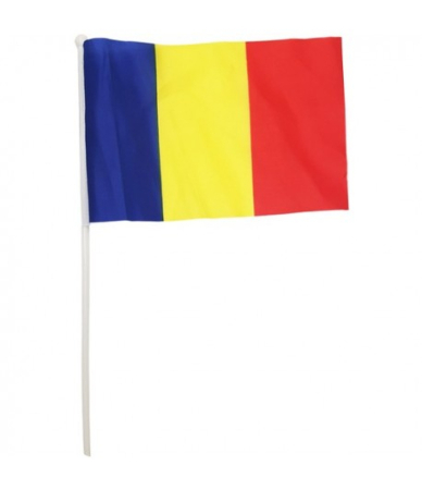 Steaguri - Steag panza de mana cu suport de plastic, Romania, 30 x 45 CM