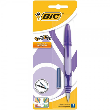 Stilou Bic EasyClic, varf M, alimentare rezerve, grip cauciucat, blister (+1 rezerva), diverse culori [1]