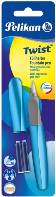Stilouri - Stilou twist albastru frost, penita M cu 2 rezerve - Pelikan