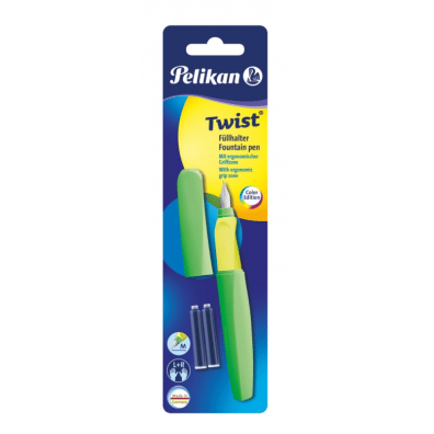 Stilouri - Stilou Verde Neon cu Grip Ergonomic si 2 Rezerve