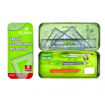 Instrumente geometrice - Trusa geometrie metalica ECADA 98009