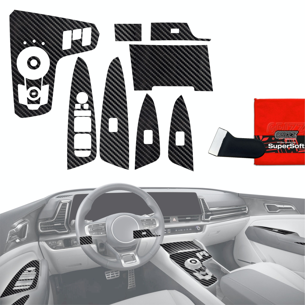 Folie de protecție 12în1 pentru consola centrală și bord - Kia Sportage 5 (2021-2024) Aspect carbon lucios [1]