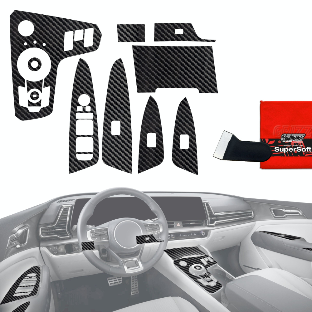 Folie de protecție 12în1 pentru consola centrală și bord - Kia Sportage 5 Keyless (2021-2024) Aspect carbon lucios [1]