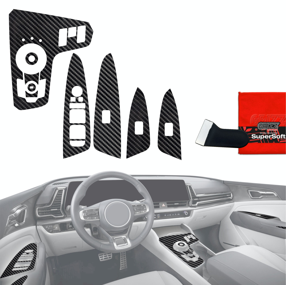 Folie de protecție 9în1 pentru consola centrală și bord - Kia Sportage 5 (2021-2024) Aspect carbon lucios [1]