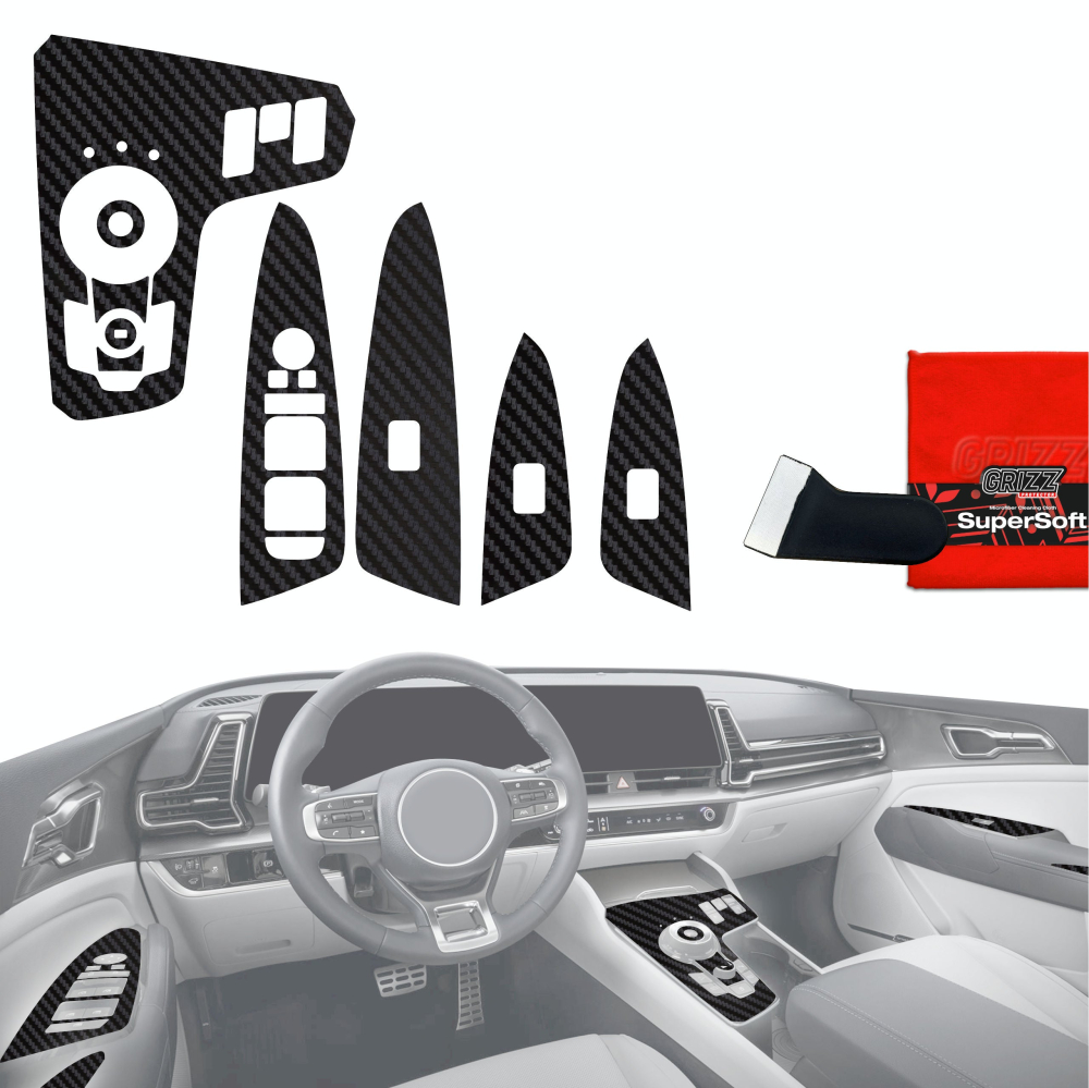 Folie de protecție 9în1 pentru consola centrală și bord - Kia Sportage 5 (2021-2024) Aspect carbon mat anti-amprentă [1]