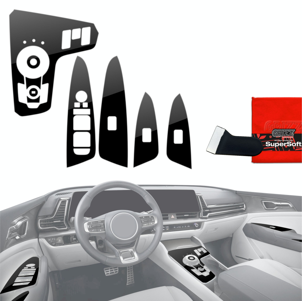 Folie de protecție 9în1 pentru consola centrală și bord - Kia Sportage 5 (2021-2024) Negru Lucios [1]