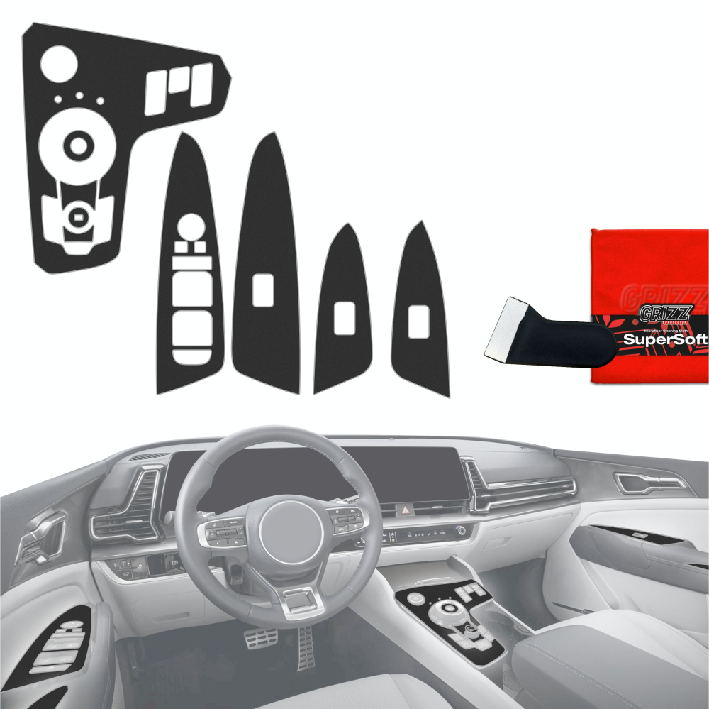 Folie de protecție 9în1 pentru consola centrală și bord - Kia Sportage 5 Keyless (2021-2024) Negru Mat Antiamprentă [1]